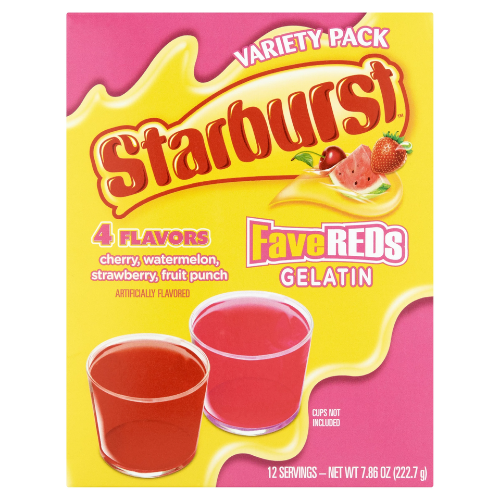 STARBURST GELATIN FAVE REDS VARIETY PACK 12 SERVE