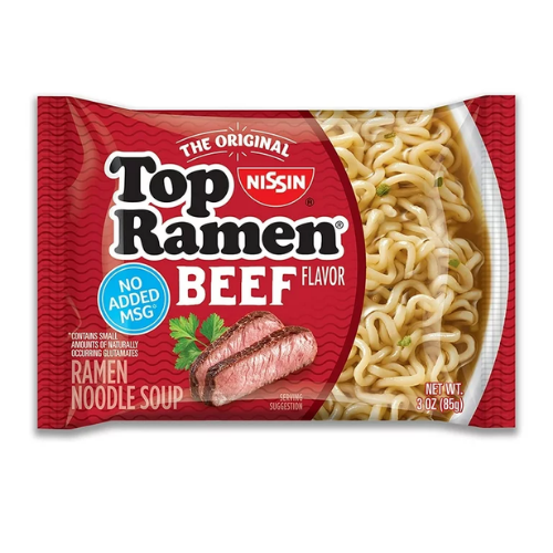 NISSIN TOP RAMEN NOODLE BEEF FLAVOR 3OZ