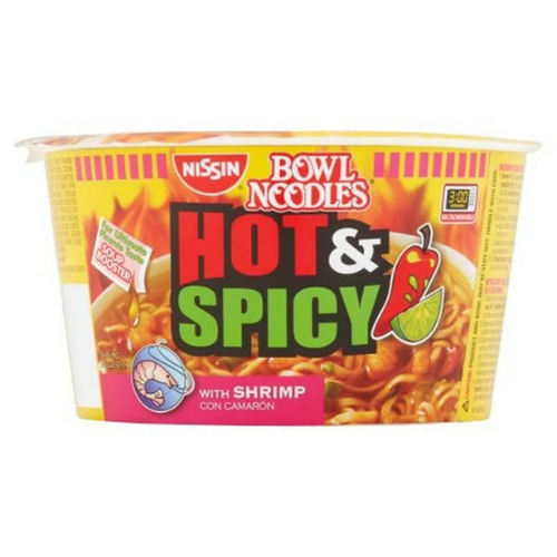 NISSIN NOODLE BOWL HOT SPICY SHRIMP 4.3OZ