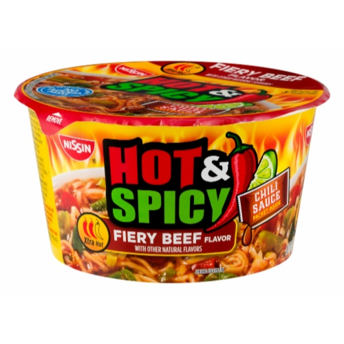 NISSIN RAMEN NOODLES HOT & SPICY FIERY BEEF 3.28OZ