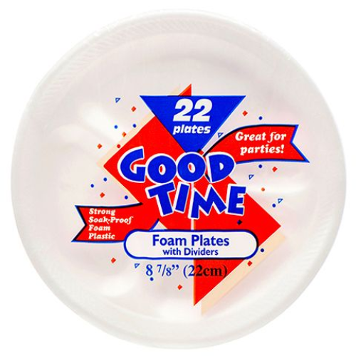 GOOD TIME 8 7/8" FOAM PLATE w/ DIVIDERS  22 CT